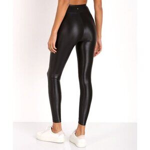 Koral Black Lustrous Faux Leather High Rise Athletic Leggings M